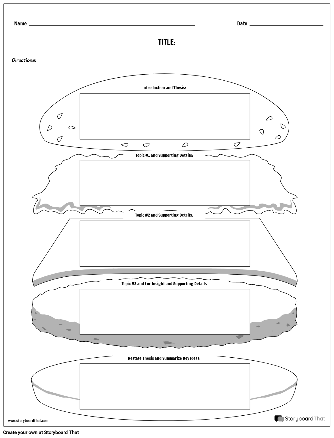 Long Composition Template Featuring a Hamburger