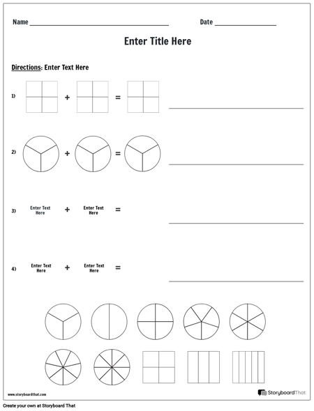 Adding Fractions Template
