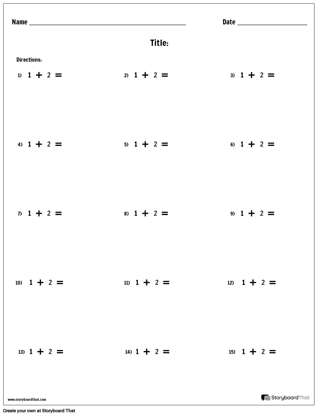 Addition Worksheets Create Math Addition Worksheets StoryboardThat