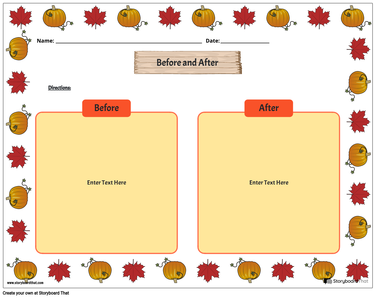 Pumpkins Themed Before and After Template Design