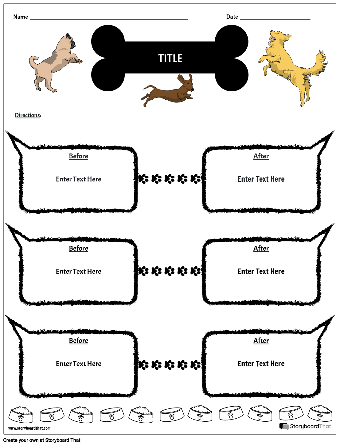 Cute Dogs Themed Before and After Worksheet