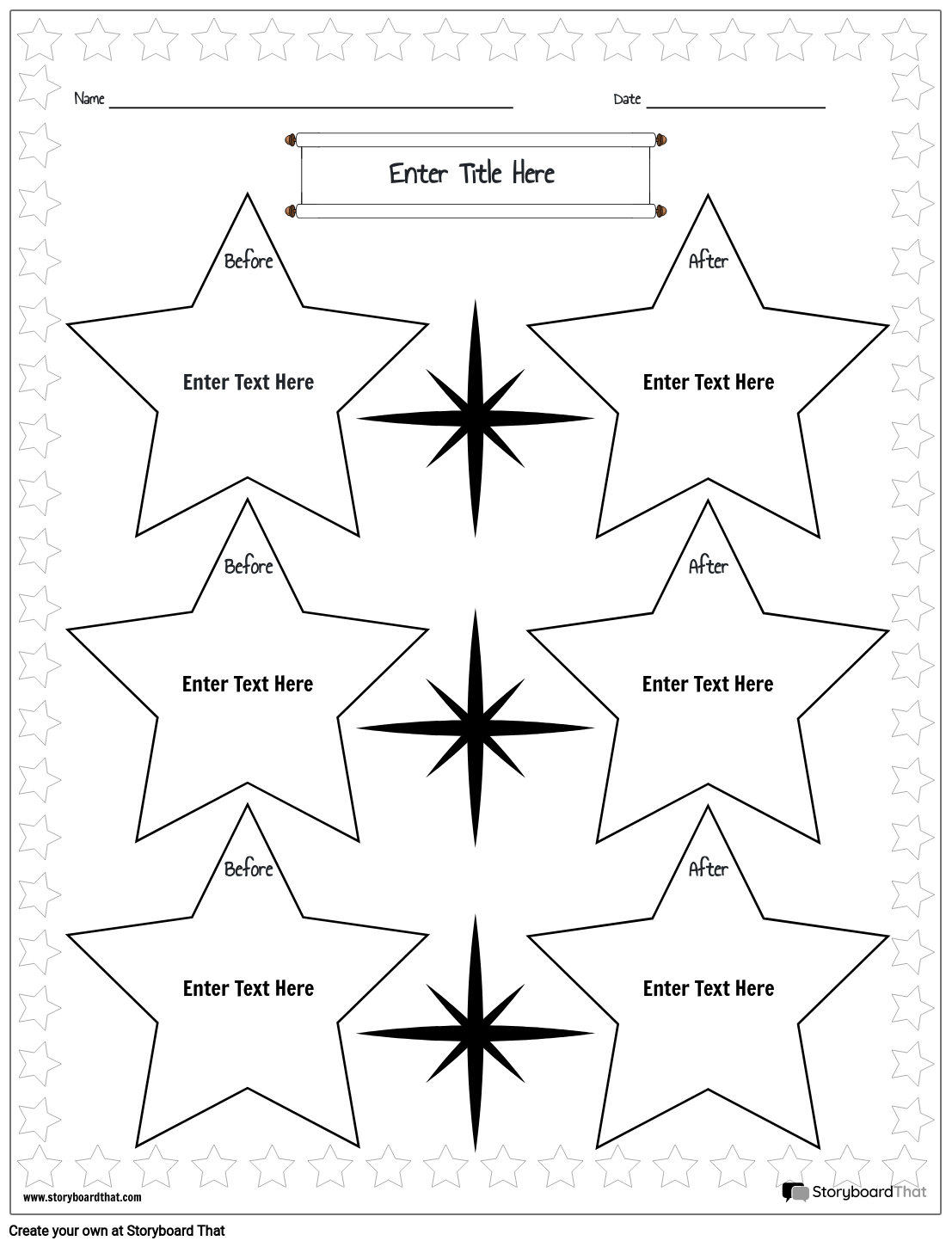 Multiple Stars Based Before and After Worksheet Template