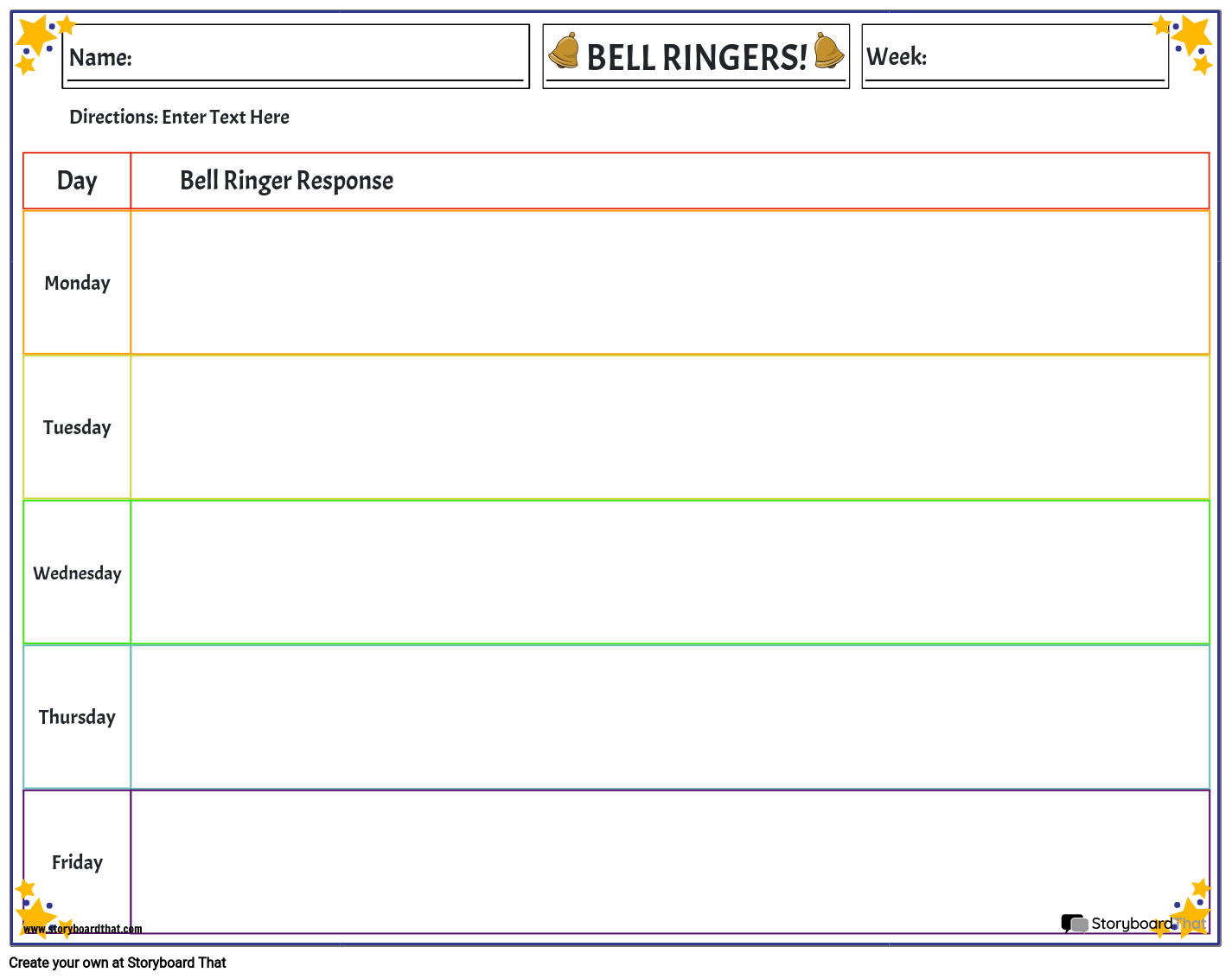 Colorful 5 Days Bell Ringer Template Design