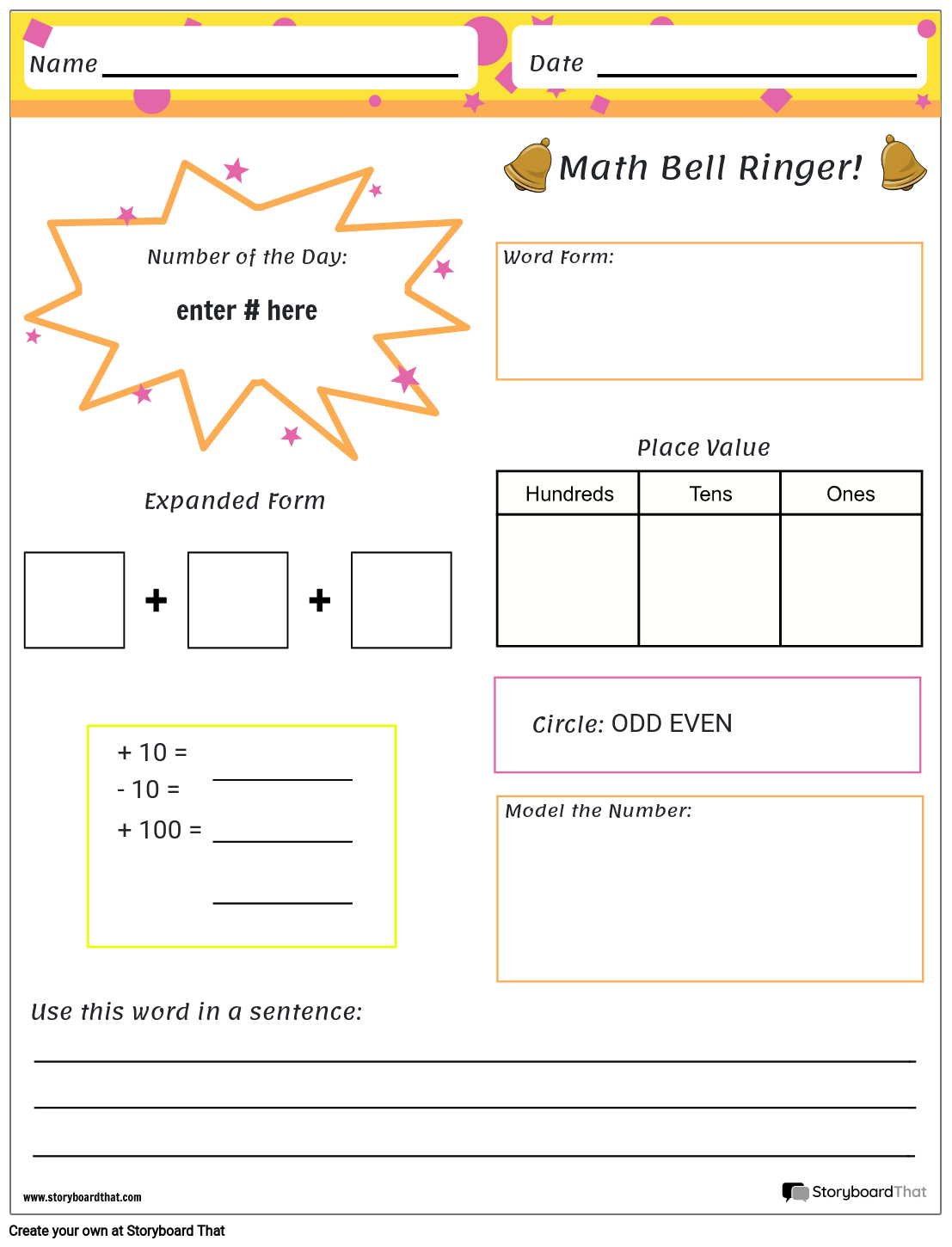 Basic Maths Bell Ringer Practice Sheet
