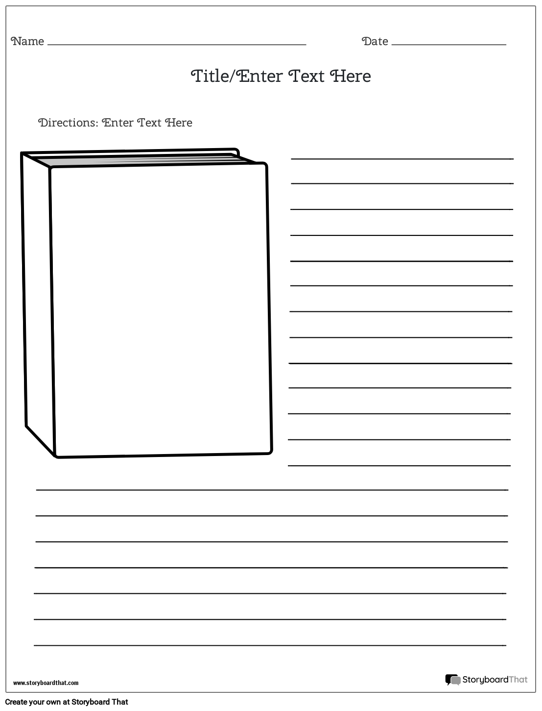 Single-Sided and Descriptive Book Jacket Worksheet Template