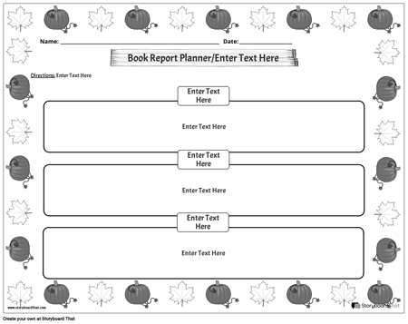 Book Report Planner Landscape BW 1