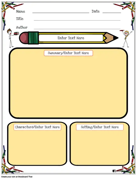 Book Report Planner Portrait Color 1
