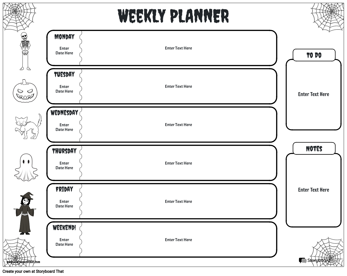 Spooky Props Weekly Planner Template Design