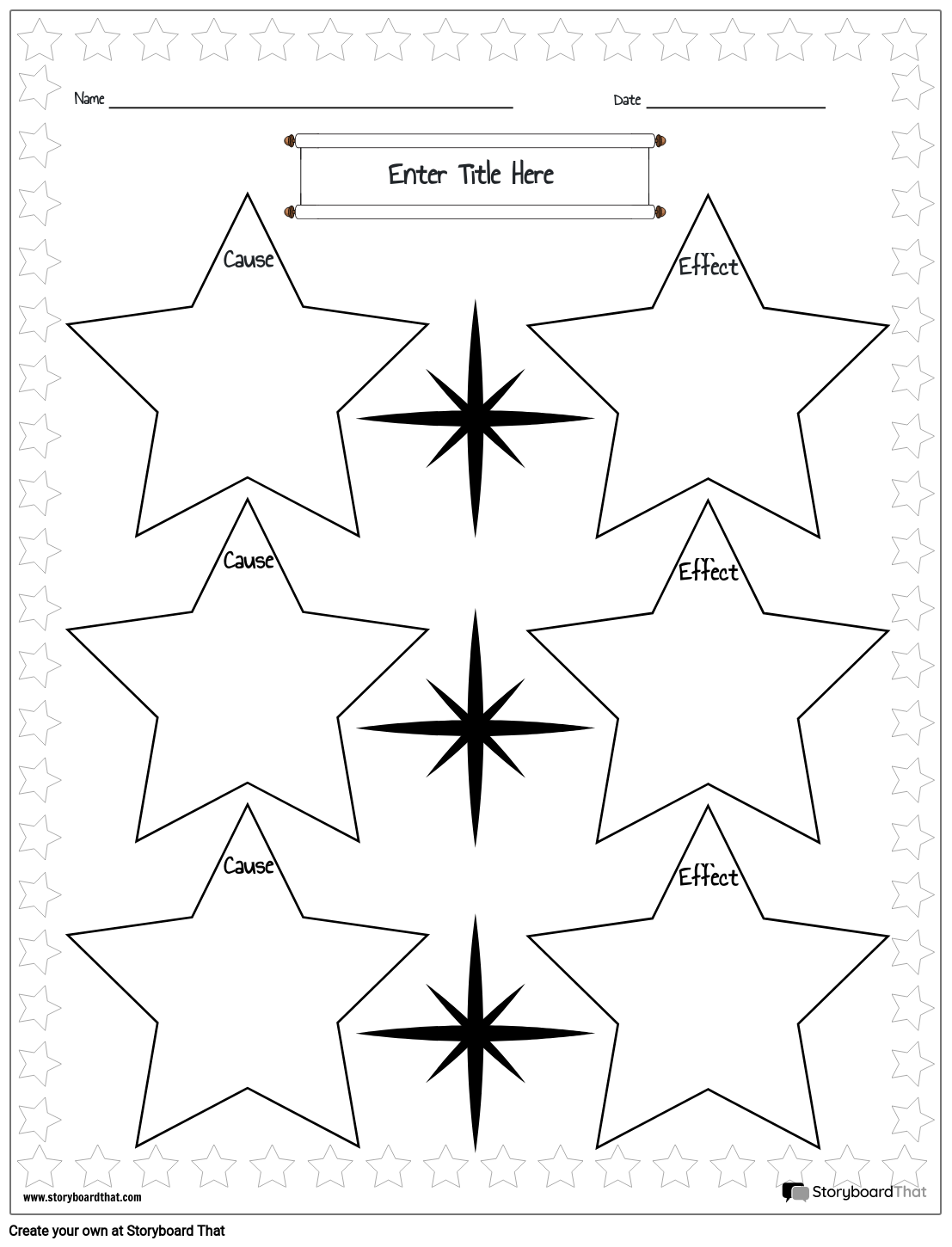 Multiple Stars Themed Cause and Effect Worksheet
