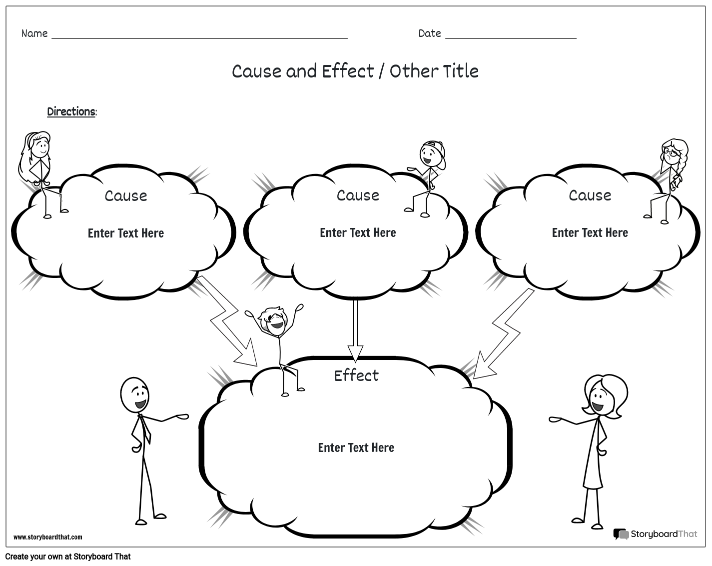 Cause and Effect Worksheet Template Featuring Stick Figures
