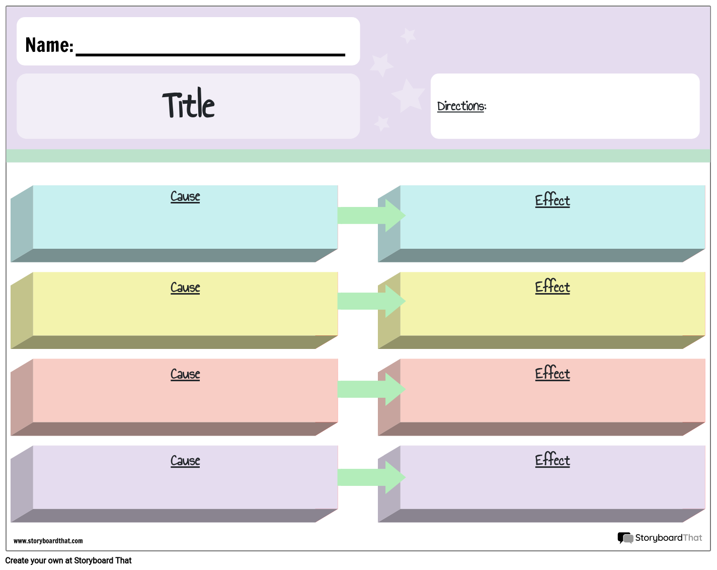 Colorful Blocks Based Cause and Effects Sheet Template