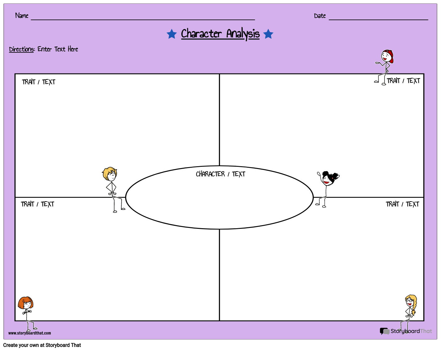 Character Analysis 6 Storyboard Door Worksheet templates