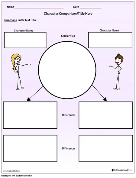 Compare & Contrast Characters Worksheet | StoryboardThat