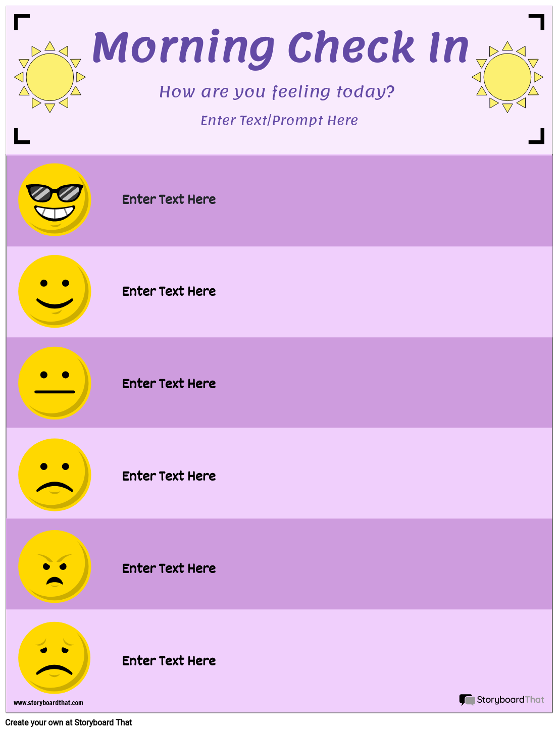 Morning Check-Ins Template Featuring Emojis