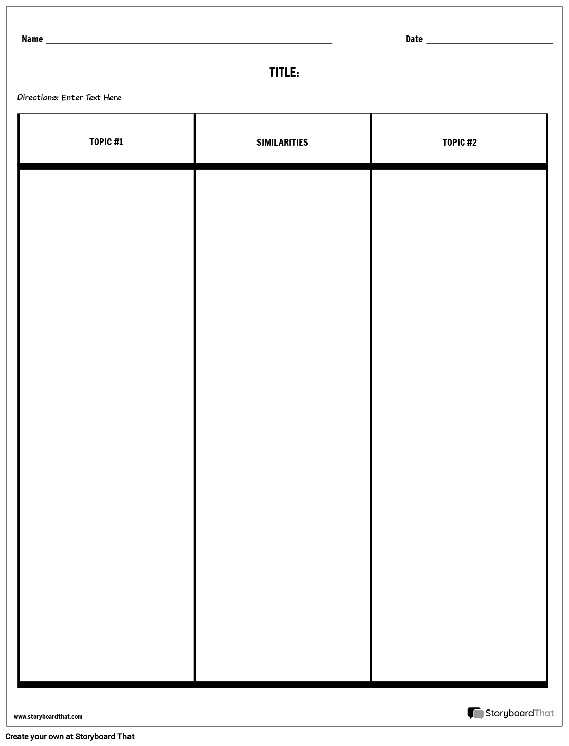 Compare Contrast Table Storyboard By Worksheet templates