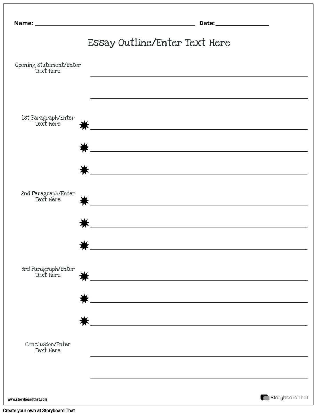 Outline Worksheet Template with Funky Font