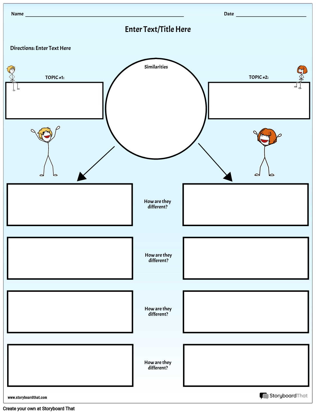 Stick Figures Based Compare and Contrast Worksheet