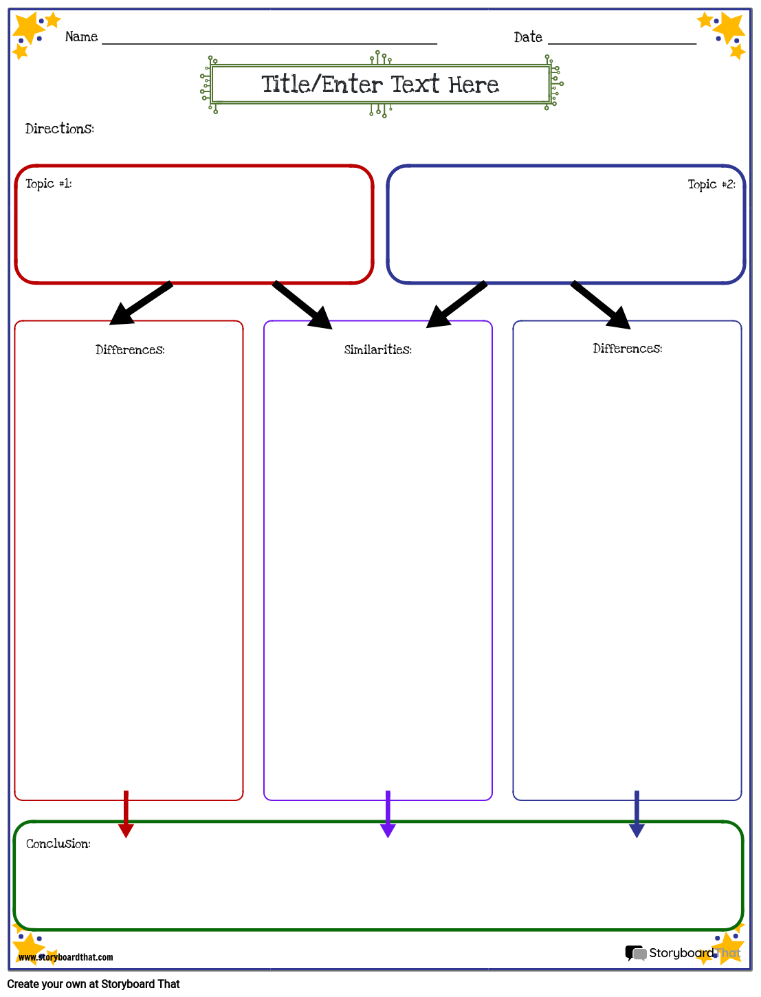 Compare and Contrast Worksheet Featuring Stars