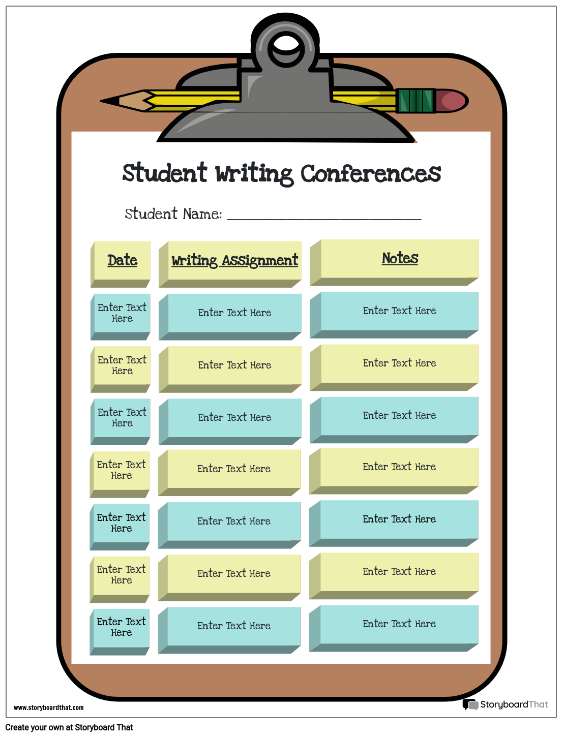 Colorful Checklist Based Student/ Teacher Conference Template