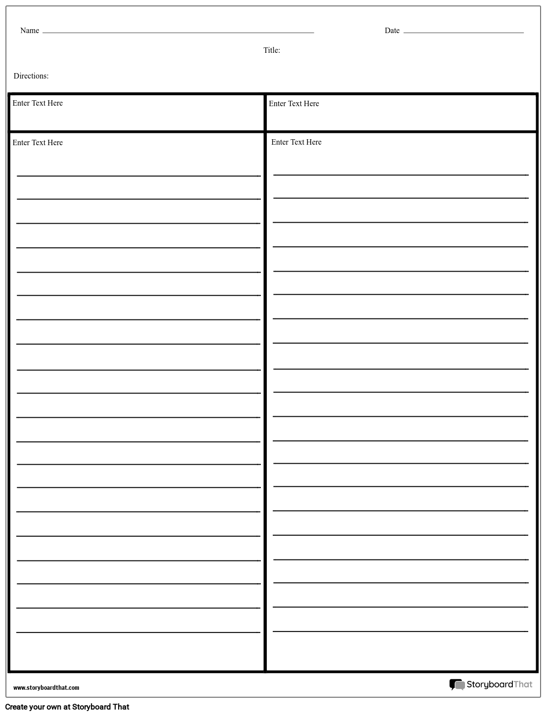 Cornell Notes Columns with Lines