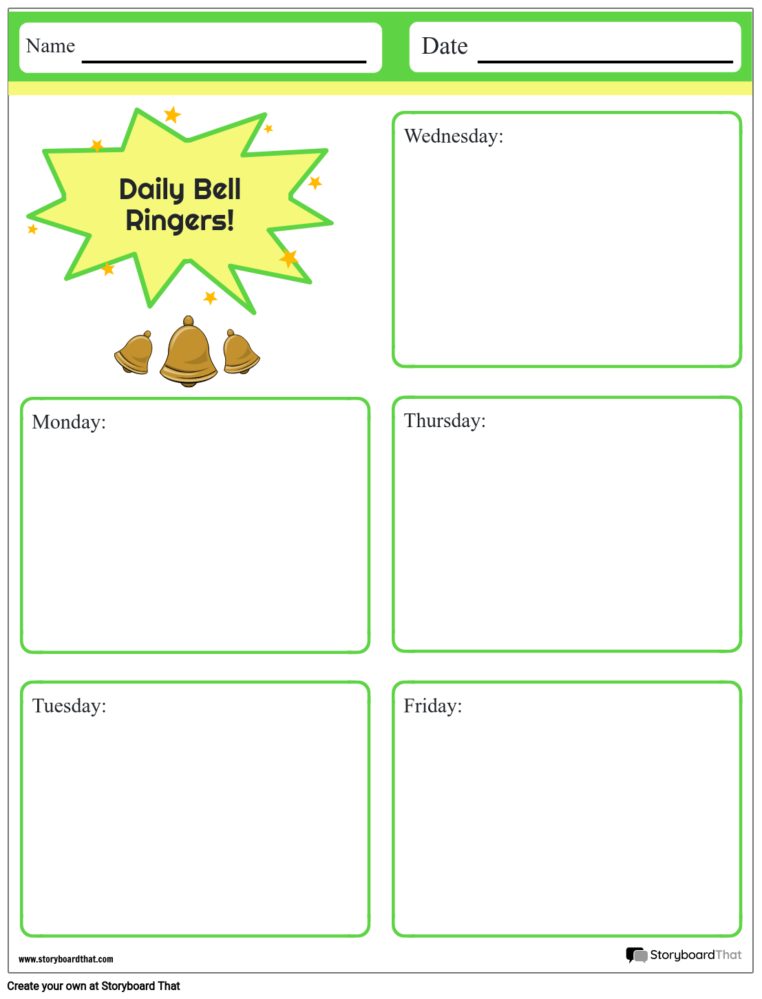 Free Printable Daily Bell Ringer Template Printable Templates by Nora