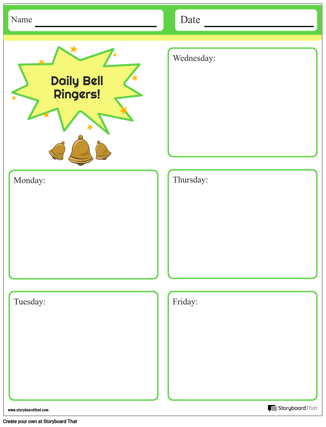 Daily Bell Ringers 2 Storyboard By Worksheet templates