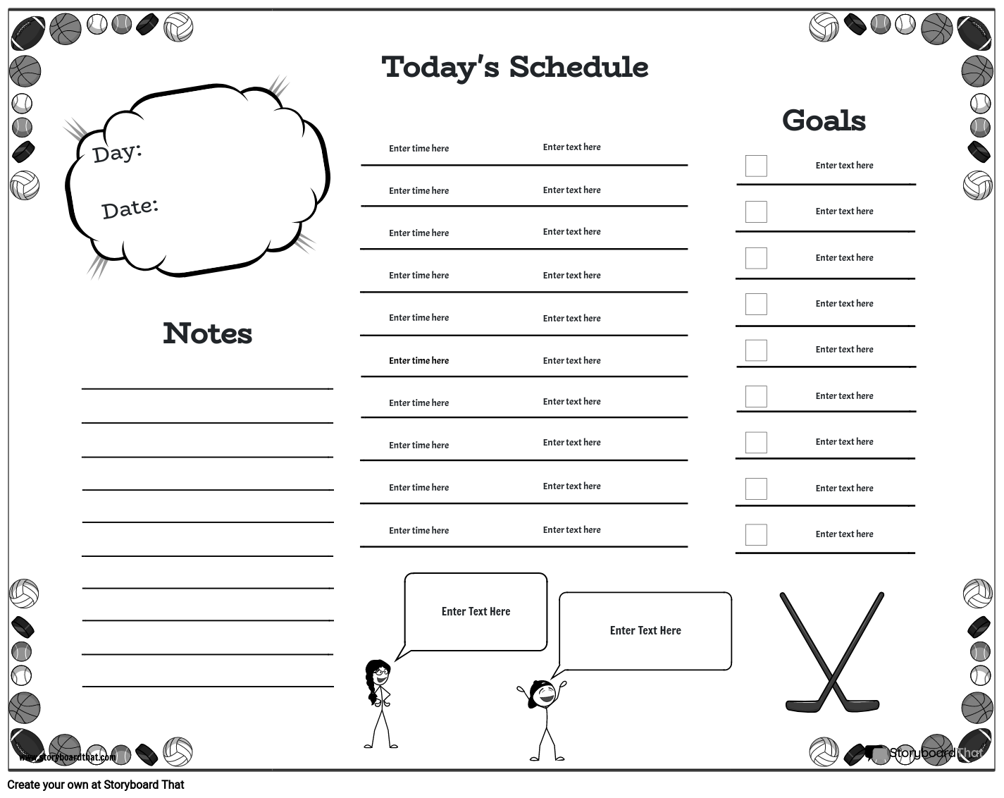 Simple Sports Based Daily Planner Template Design
