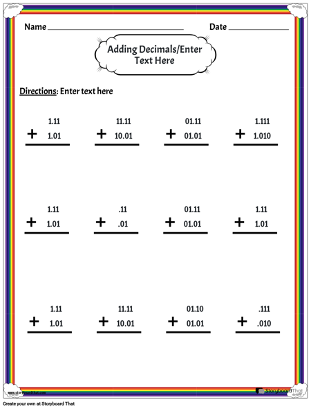 decimal worksheet templates make decimal worksheets storyboardthat