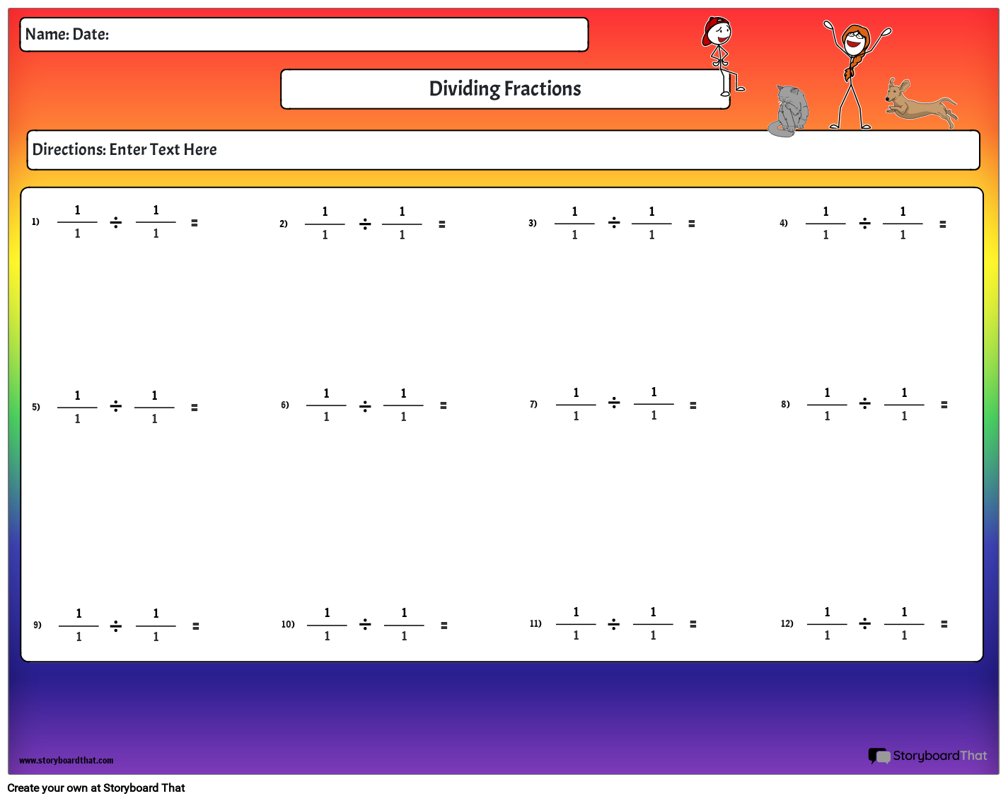 Colorful Division Worksheet Activity