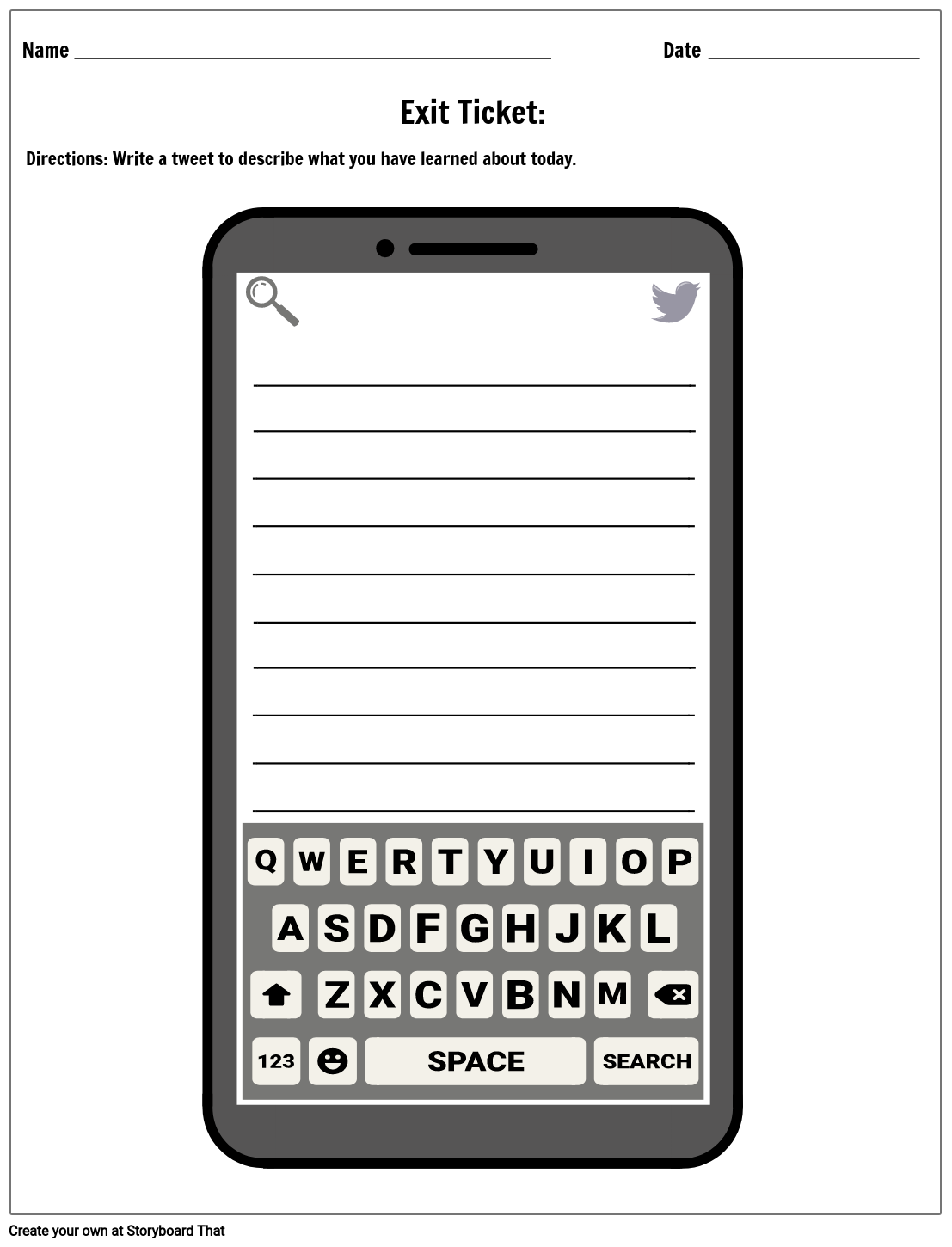 Twitter Search Bar Exit Ticket Template