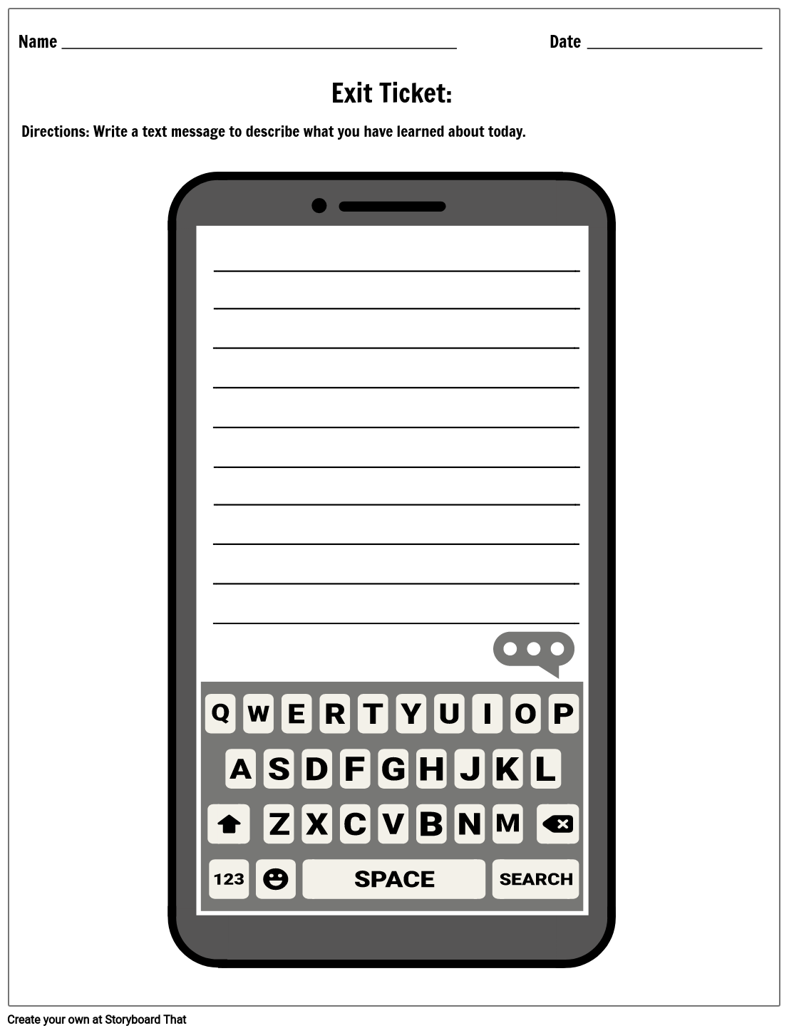 Simple Text Keyboard Exit Ticket Template