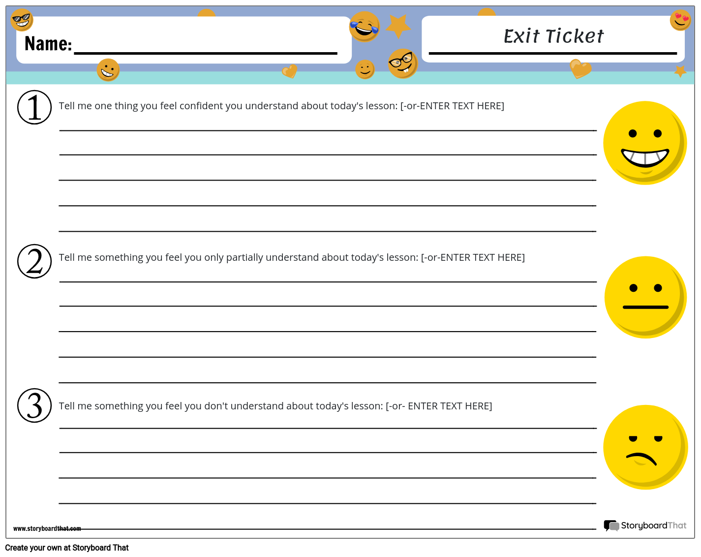 How I Feel Themed Exit Ticket Template