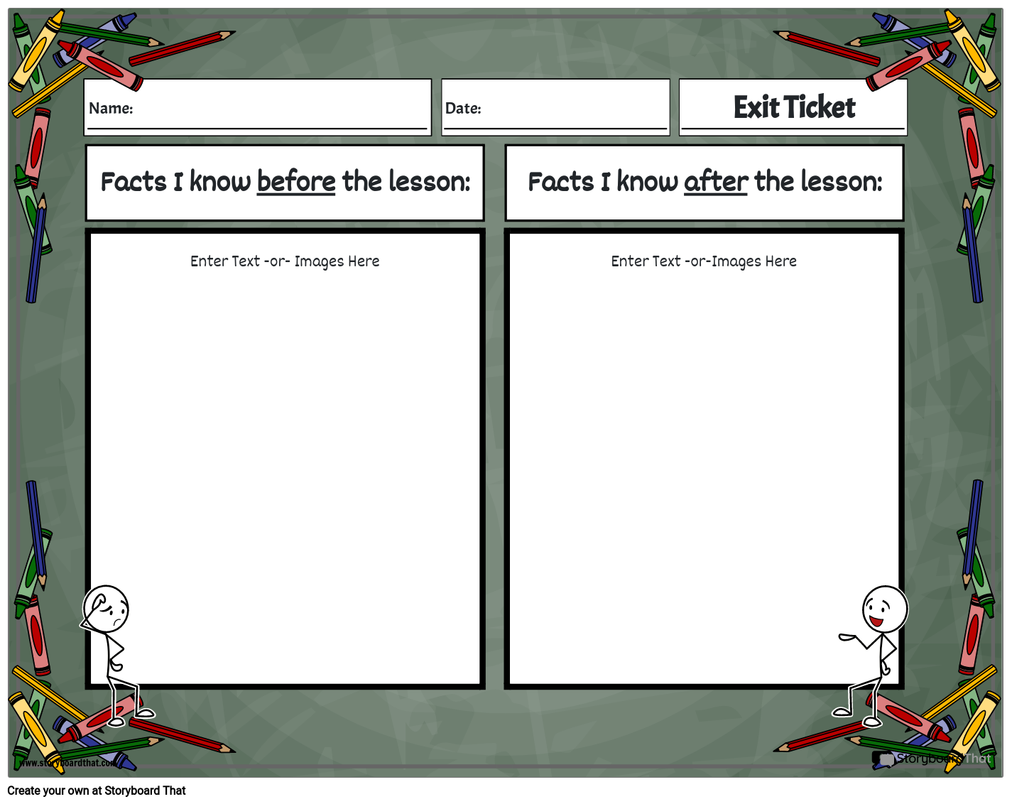Reflection Before and After the Lesson Exit Ticket Template