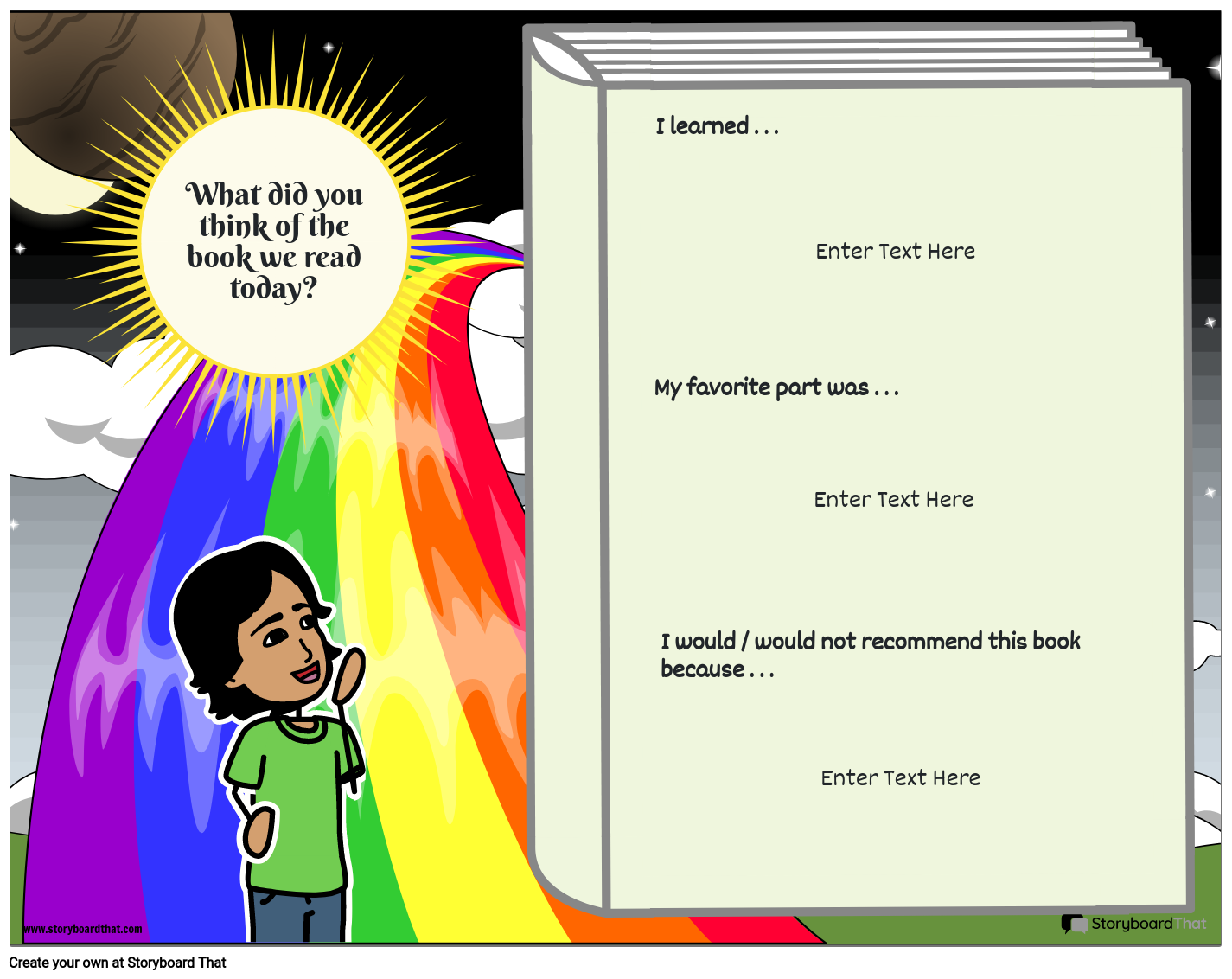 Rainbow and Sky Background Exit Ticket Template