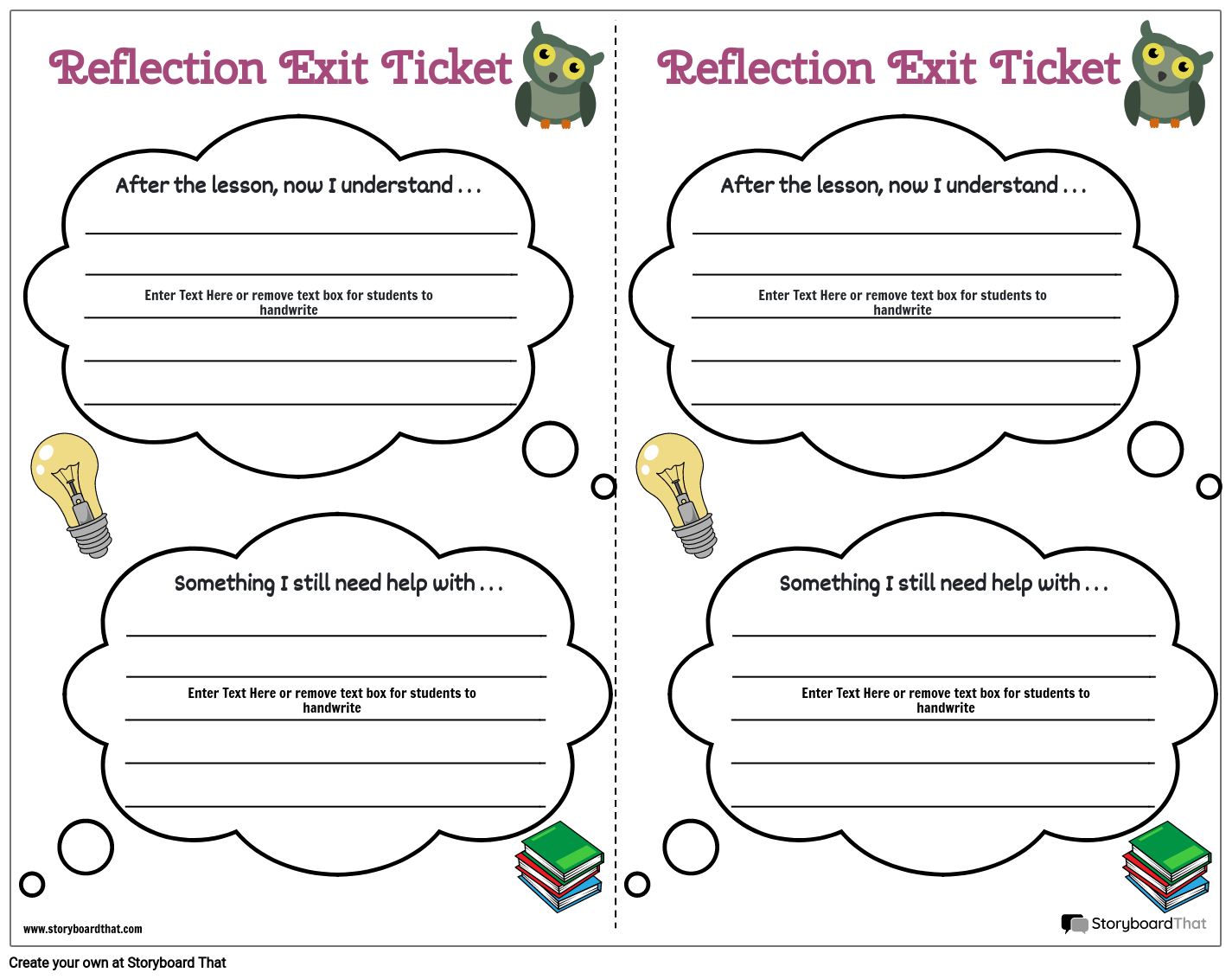 Cute Owl Themed Exit Ticket Template