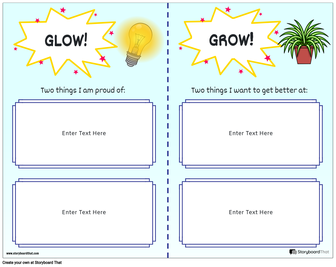 Glow and Grow Themed Exit Ticket Template
