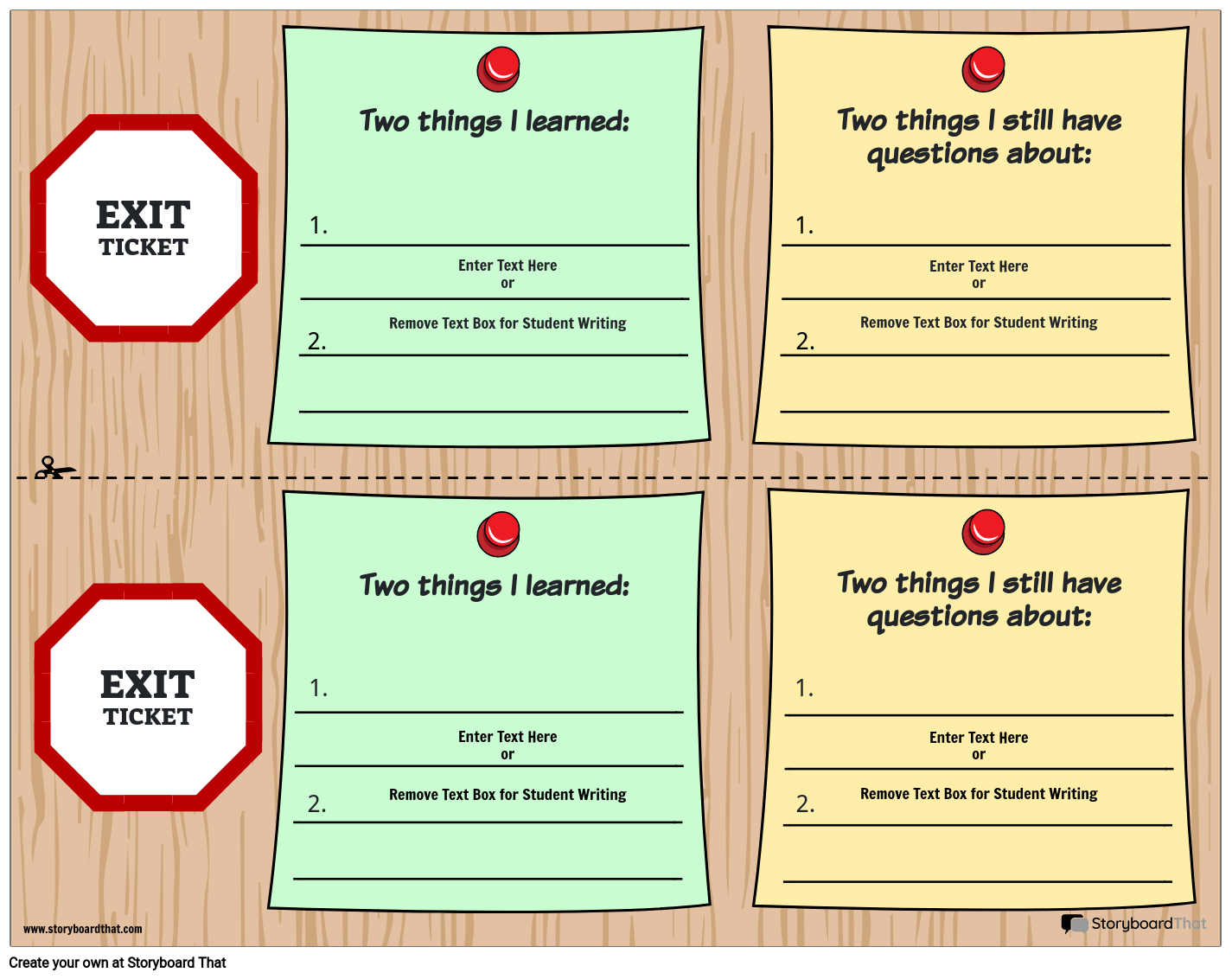 Sticky Notes Themed Exit Ticket Template