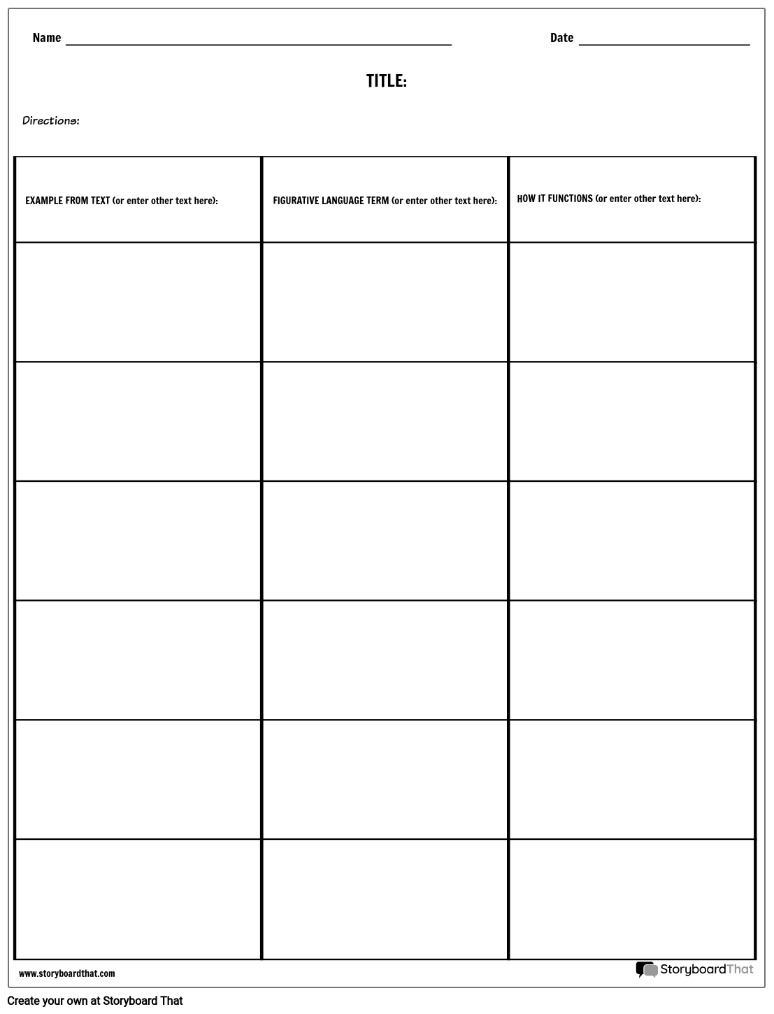 Figurative Language Worksheets Figurative Language Maker StoryboardThat