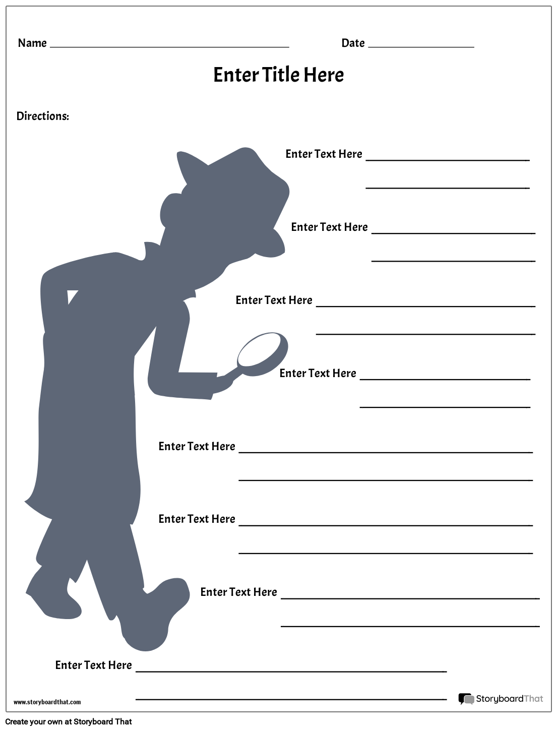 Detective Themed Inferencing Worksheet Template