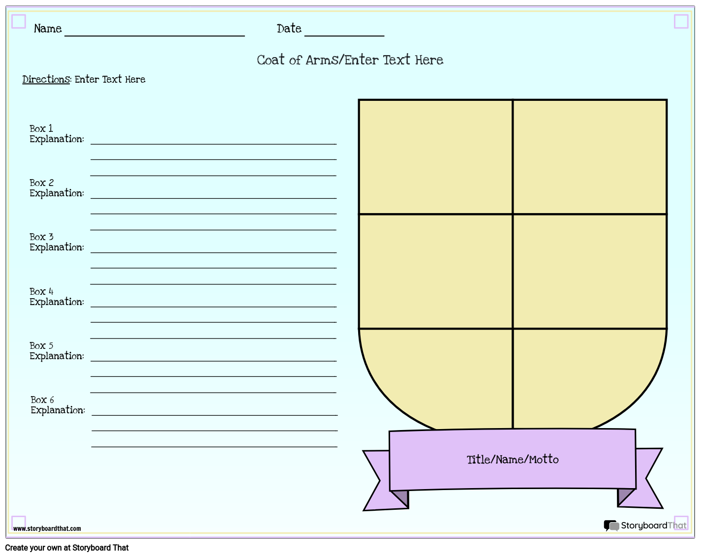 Fully Customizable Coat of Arms Activity for Students