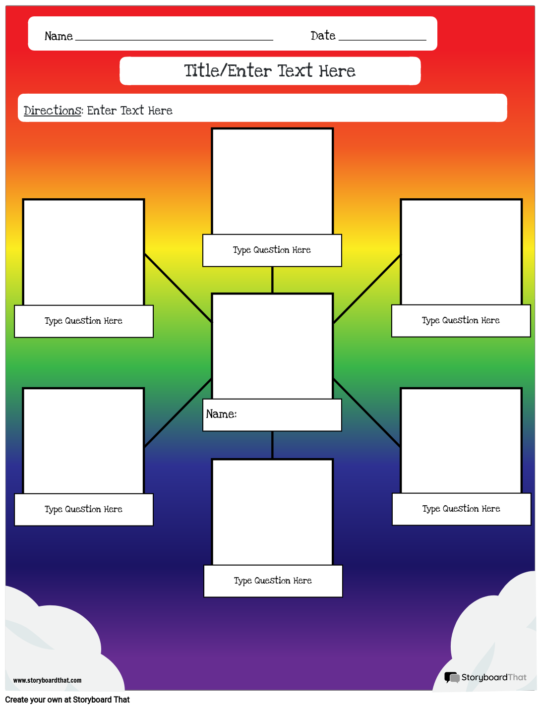 First Day Activities All About Me Spider Map with Rainbow Background