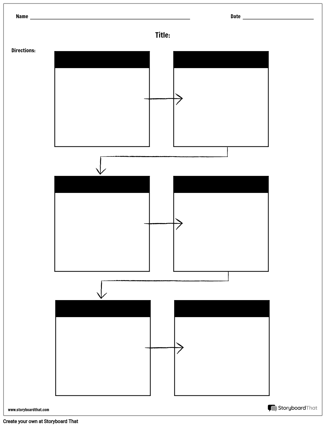 Simple Six Boxes Flow Chart Worksheet Template