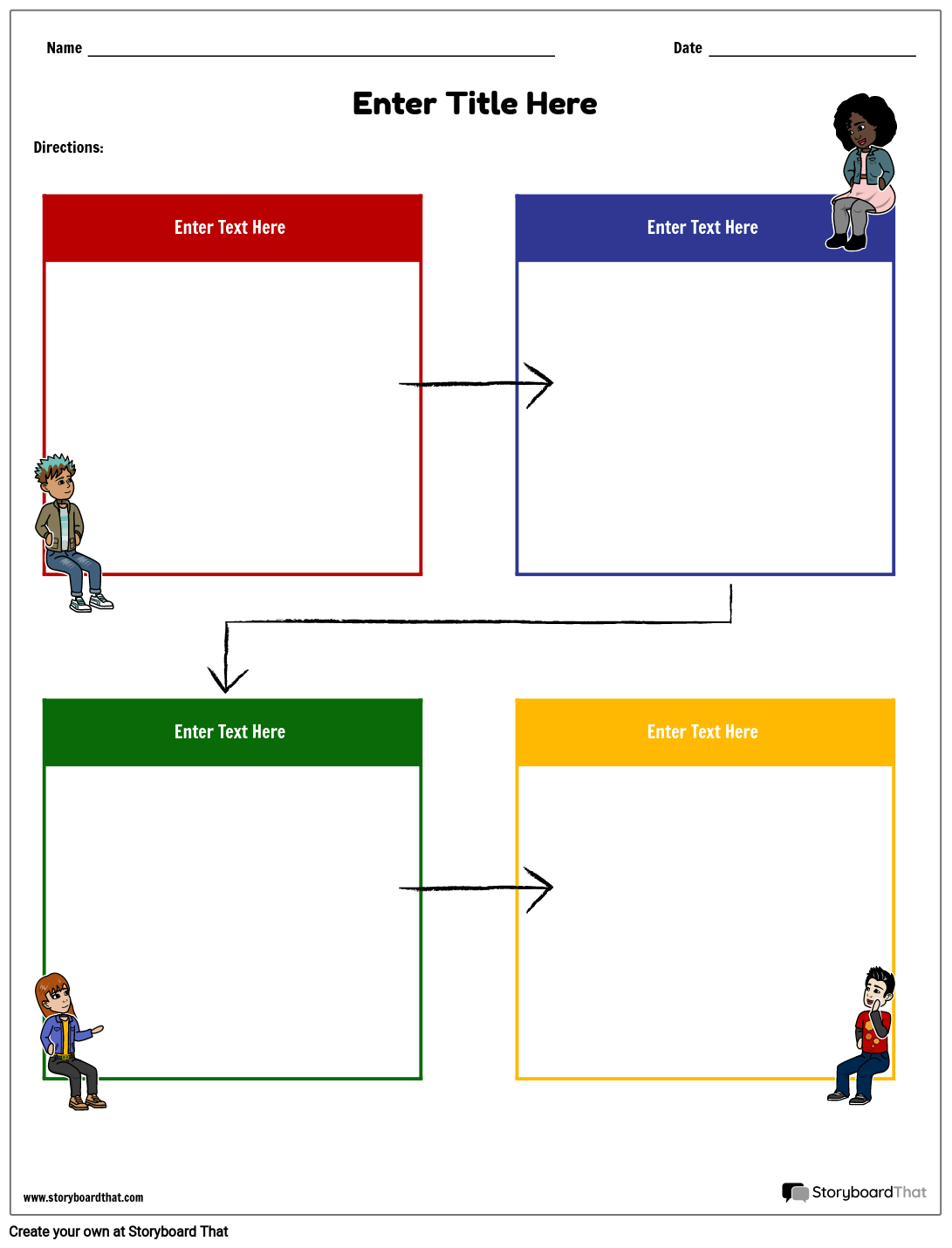 Flow Chart Template in Primary Colors Portrait