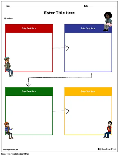 Flow Chart Template in Primary Colors Portrait