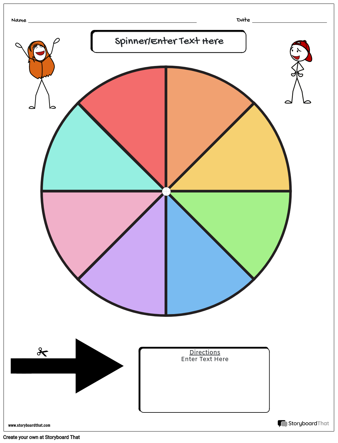Colorful Spin the Wheel Game Worksheet Design