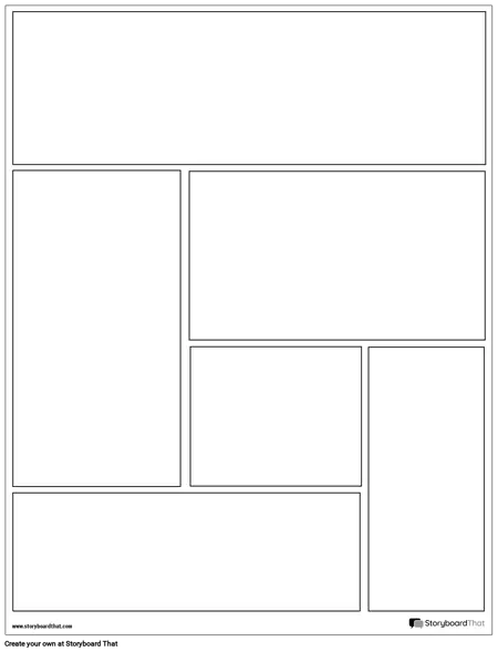 Graphic Novel Layout Grid of 6 Rectangles and Squares