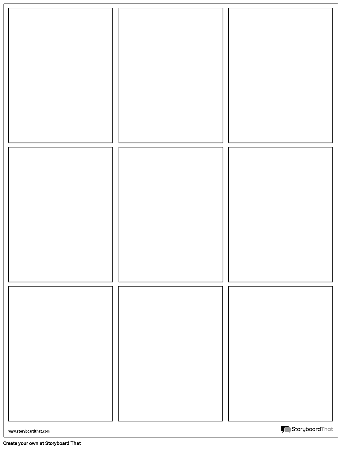 Graphic Novel Layout Grid Of 9 Even Frames Storyboard 1932