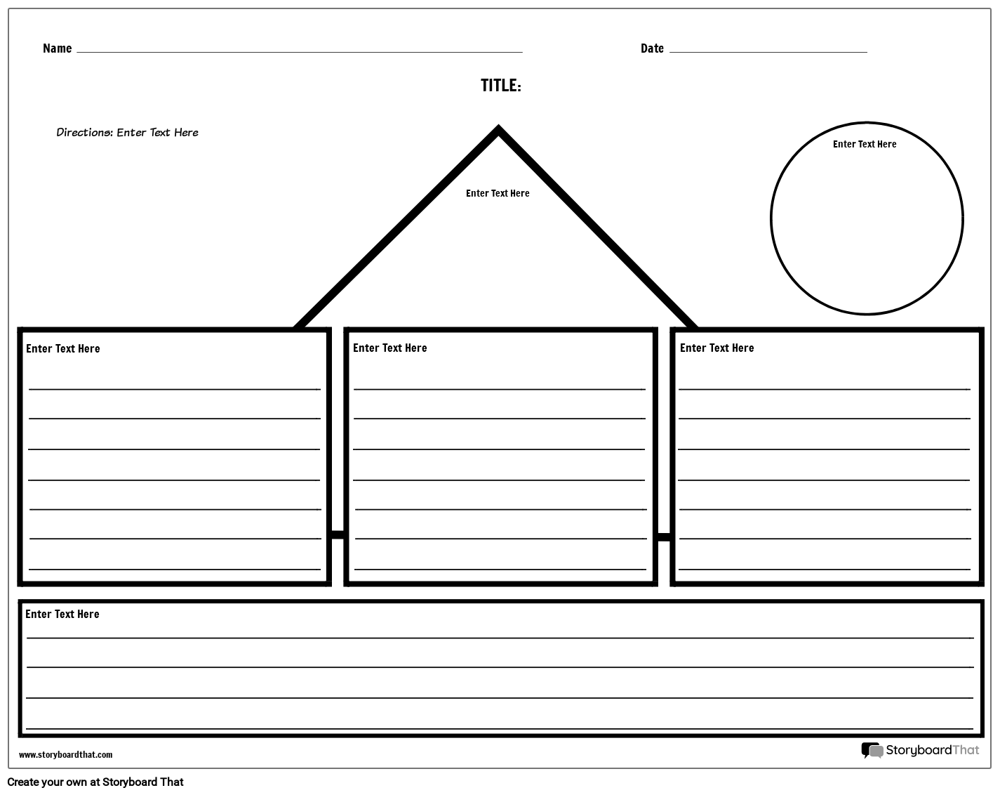 House Shaped Long Composition Worksheet Template