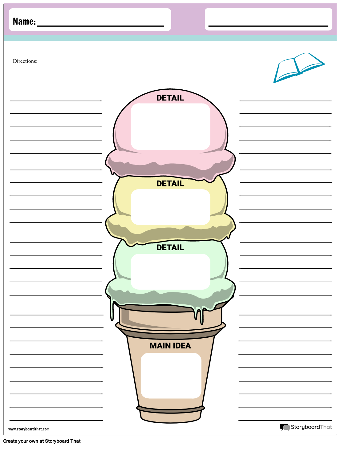Graphic Organizer Template with Ice Cream Theme