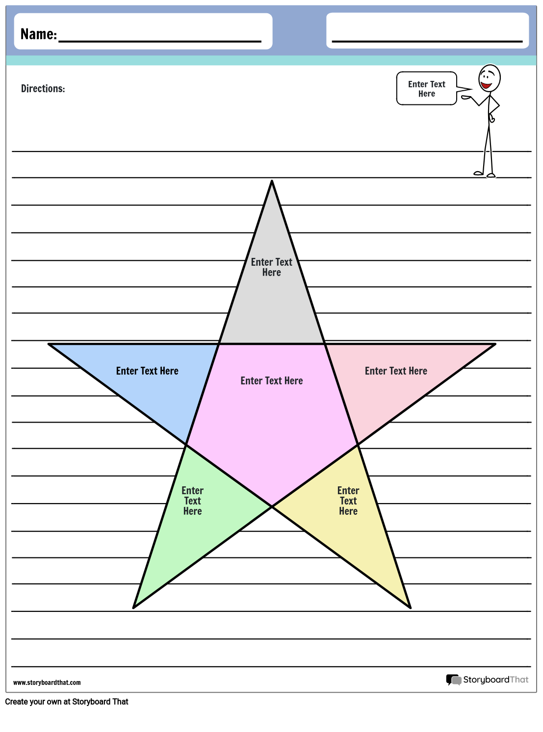 Colorful Divided Star Layout Graphic Organizer